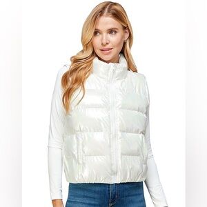 TCEC Bunny Iridescent White Puffer Vest size Large